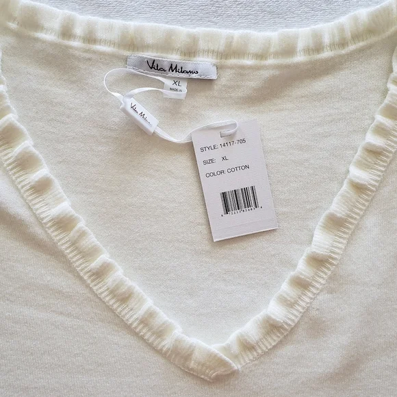 Vila Milano Cream Long Sleeve Soft V-neck Sweater--XL - Picture 8 of 14